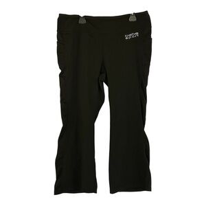 bebe Sport Black Rhinestone Logo Pocket Flare Crop Yoga Pants Plus Size 3X